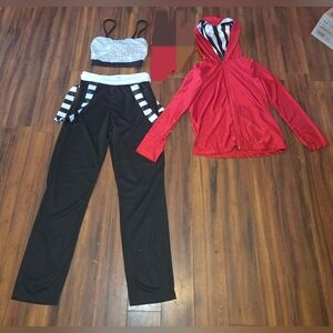 Women's Revolution Dance Costume Jazz Hip Hop Red Black Silver White RC16858